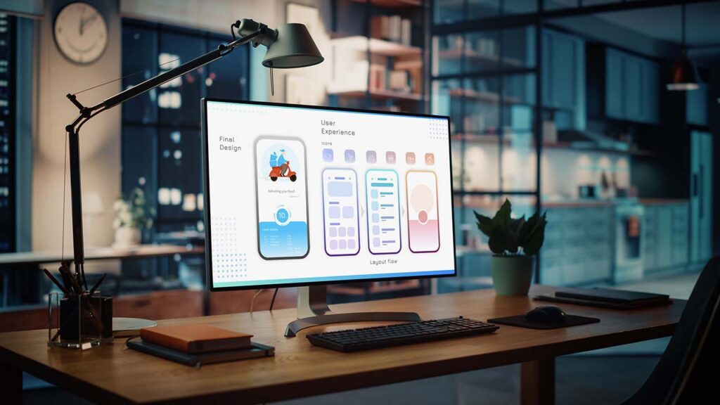 someone working in multimedia production creating a website design